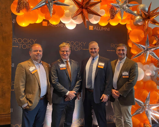 Alumni gather at the inaugural Rocky Top Business Awards on Friday, May 5, 2023. From left to right: George Ewart, Robert Feathers, Wes Bridges and Robert Adamo.
